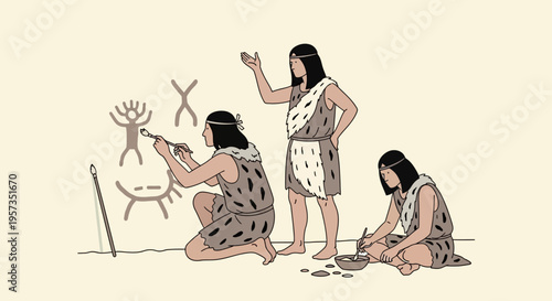 Wallpaper Mural Ancient people drawing on cave wall. Torontodigital.ca