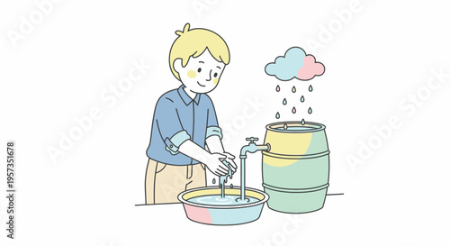 Wallpaper Mural Boy Washing Hands Under Faucet. Torontodigital.ca