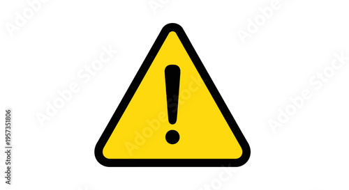 Yellow warning triangle with black exclamation mark on white background