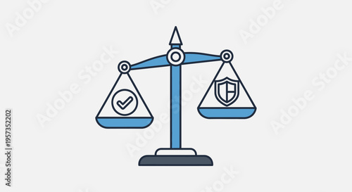 Scales of Justice with Checkmark and Shield Icons