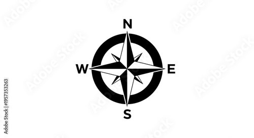 Black and White Compass Rose Graphic with Cardinal Directions