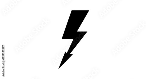 Black lightning bolt symbol on white background, high voltage warning icon