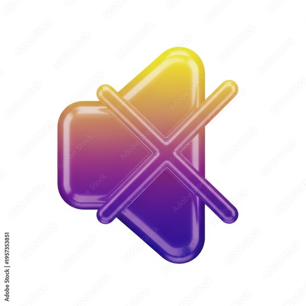 Fototapeta premium Gradient purple yellow rounded square with X symbol