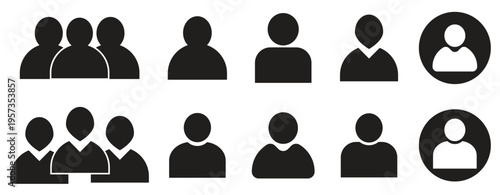 User profile icon set.  People icon set in flat style. User member vector icon set.  Vector illustration. 