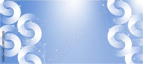 Internet of things connection science effect. Digital network plexus blockchain technology abstract blue background with bubbles