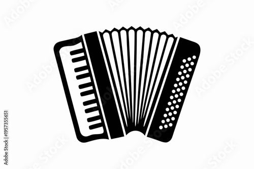 concertina musical instrument silhouette illustration for folk music vintage sound design