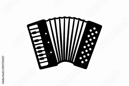 concertina musical instrument silhouette illustration for folk music vintage sound design