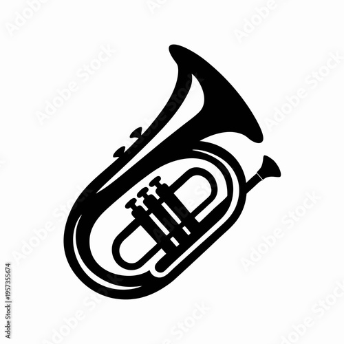 baritone horn musical instrument icon silhouette illustration for brass band orchestral music design