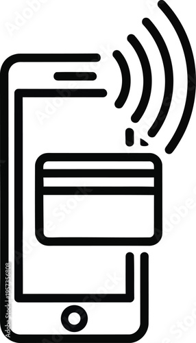 Mobile payment illustration with wireless signal