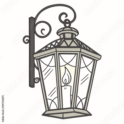 Ornate Lantern with Candle flame light