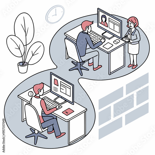 Remote work and office collaboration team business