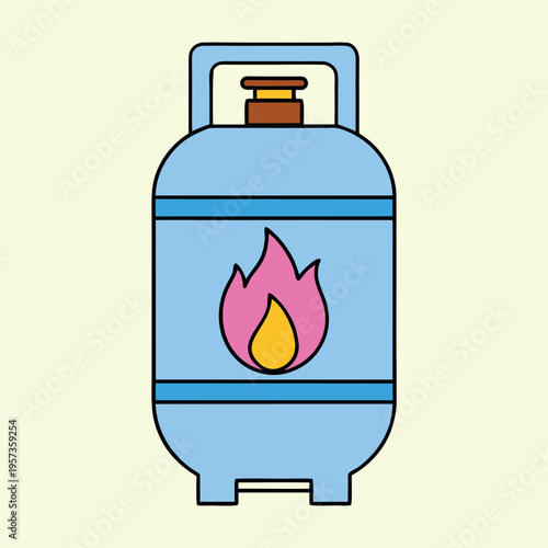 Red propane tank stylized flame icon minimalist  