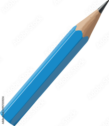 A bright blue colored pencil with a sharp black tip