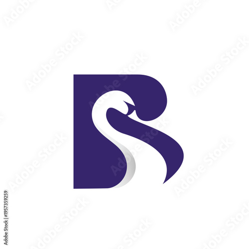 Abstract Swan Monogram Logo Design for Modern Elegant Brand Identity Vector