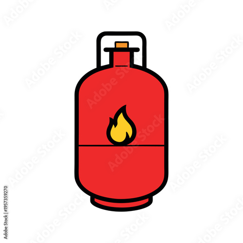 Red propane tank stylized flame icon minimalist  