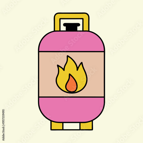 Red propane tank stylized flame icon minimalist  