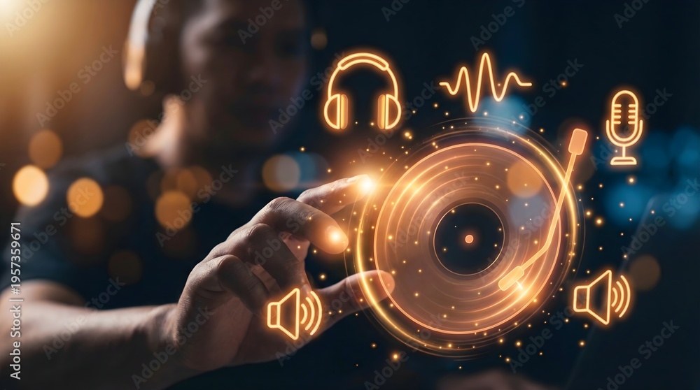 Fototapeta premium Futuristic Holographic Music Studio Controller