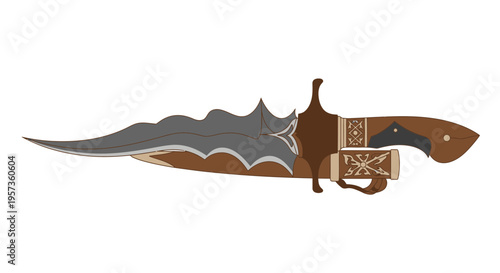 Traditional Keris Dagger Illustration Indonesian Culture Heritage Weapon Vector Design Element