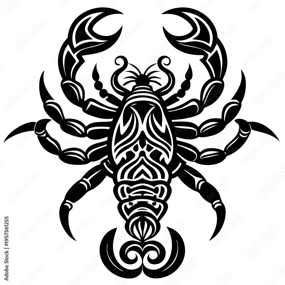 Fototapeta premium Scorpion tattoo design tribal style bold black 