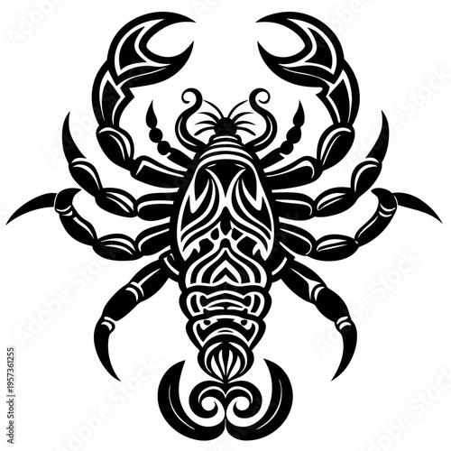 Scorpion tattoo design tribal style bold black 