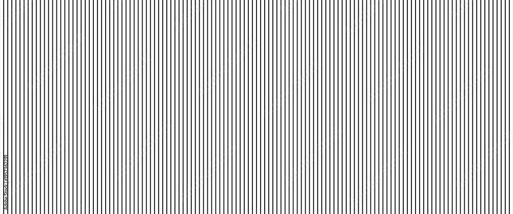 Fototapeta premium Narrow black-white vertical lines. Symmetric geometric ornament. Striped seamless pattern, abstract wallpaper. Digital paper for textile print, page fill. Vector