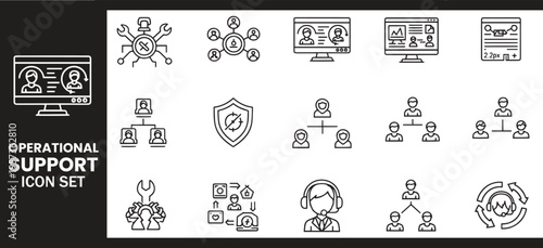 Operational Support and Professional Customer Service Workflow Icon Set