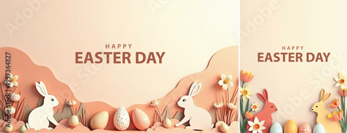 Elegant easter day background, Decorative happy easter day background for website, social media template