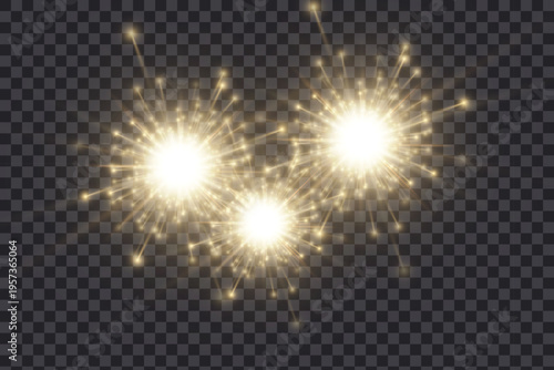 Festive fireworks in night sky, transparent background, Vector fireworks celebration, transparent PNG.