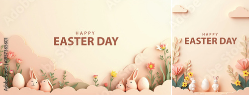Elegant easter day background, Decorative happy easter day background for website, social media template