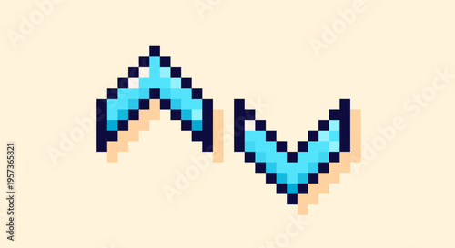 Yellow pixel art Y2K blue arrows.