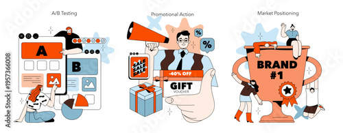 Marketing Strategy Vector Illustration with A/B Testing