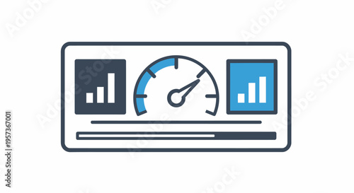 Dashboard Gauge with Graphs, Data Analysis, Performance Metrics, Business Growth