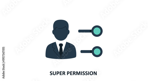 Business Man With Super Permission Settings - Icon Vector