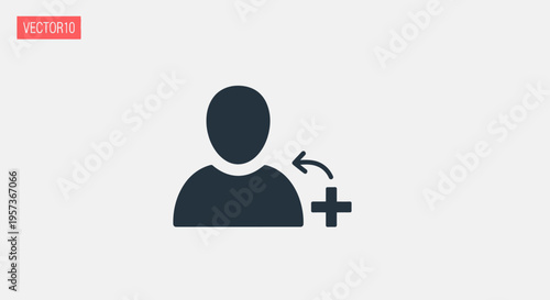 User Profile Icon with Plus Sign and Arrow - Add New Person Concept