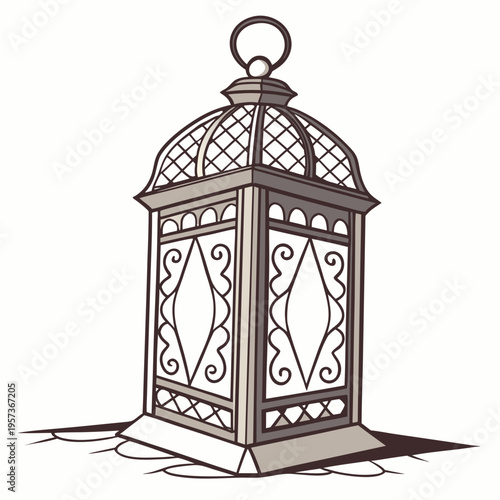 Brown Lantern with Intricate metalwork traditional