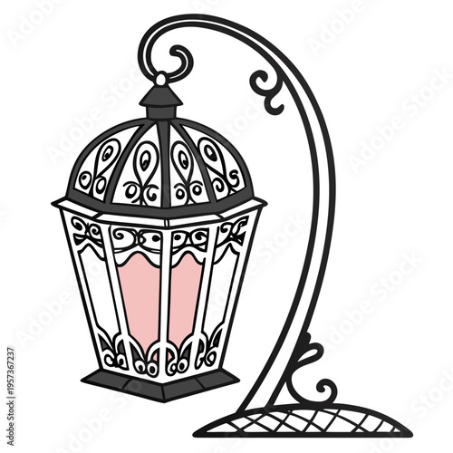 Brown Lantern with Pink Accents decorative hanging