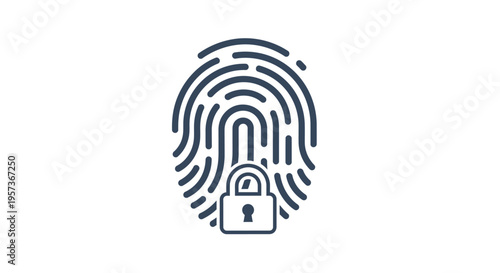 Fingerprint lock icon, biometric security, digital identity, privacy protection