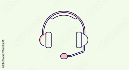 Headset with Microphone Icon - Customer Support, Online Communication, and Service Concept