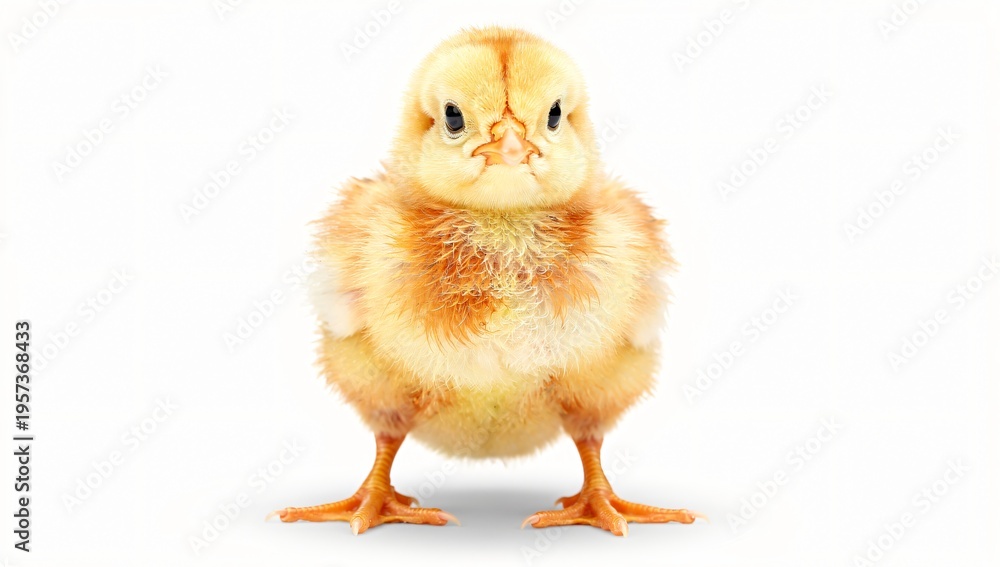 Obraz premium Adorable Little Chick Standing on Clean White Background
