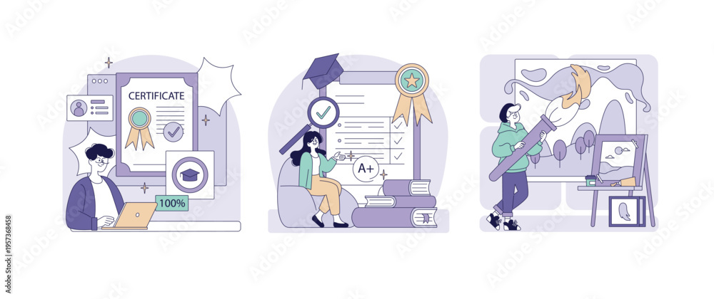 Fototapeta premium Educational Achievement and Creativity Vector Illustration