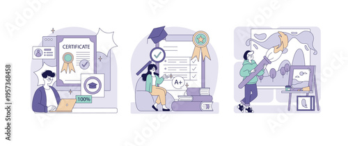 Educational Achievement and Creativity Vector Illustration