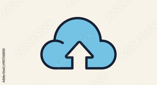 Cloud Upload Icon with Arrow - Digital Data Storage and Transfer Concept