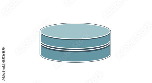 Blue cylindrical container with double stripe detail, isolated on white background