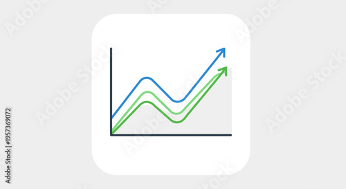 Business Growth Chart with Upward Arrows and Data Lines