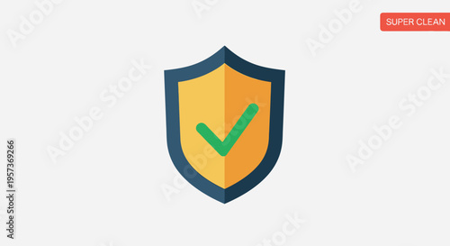 Shield Icon with Green Check Mark - Security, Safety, Protection, Approval