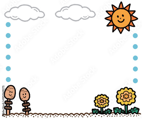 4月おたより素材　春のフレーム