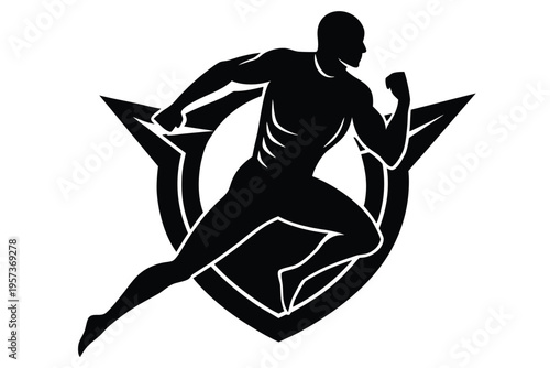 A stylized silhouette of a martial artist performing a powerful high kick against a white background Vector, illustration