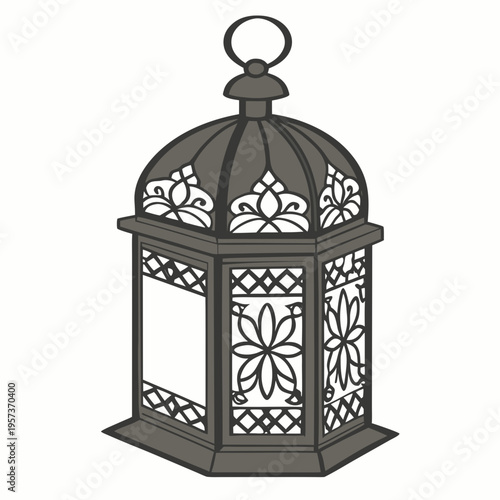 Gray lantern with floral lighting home decor