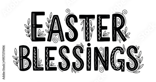 Christian Easter typography, inspirational religious lettering decorative vintage style