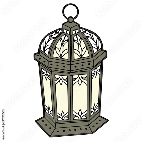 Green Lantern with Floral hanging lantern decorative lantern